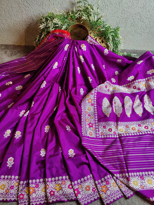MAJENTA PINK  PURE SILK HANDLOOM BANARASI SAREE