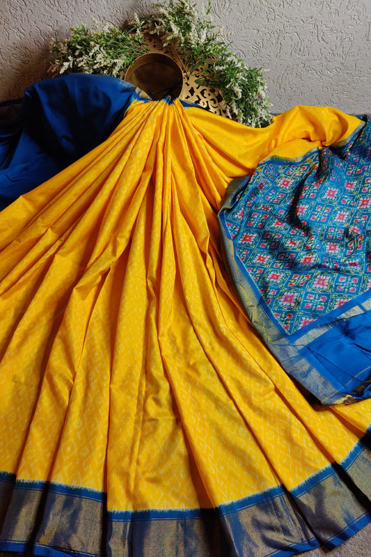 YELLOW PURE SILK HANDLOOM IKKAT SAREE