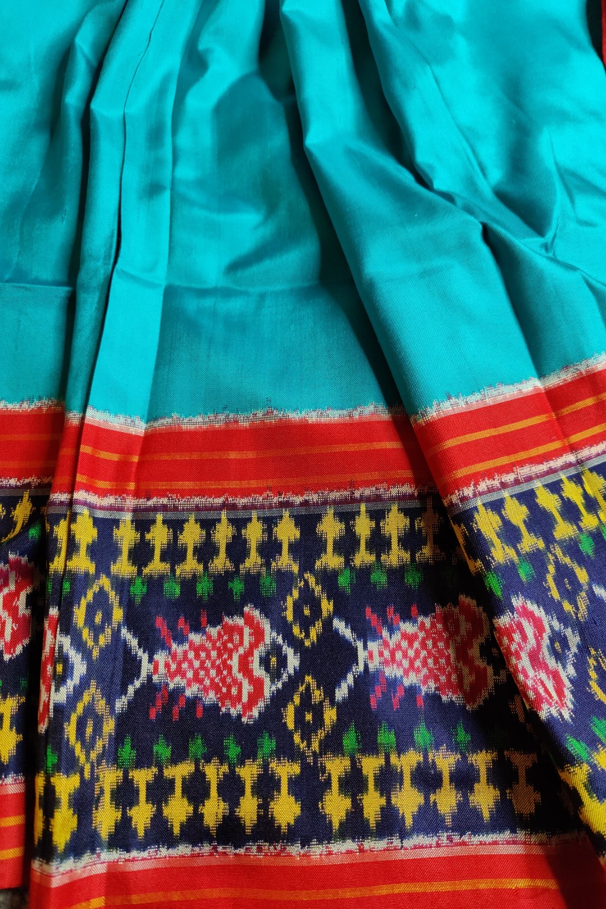 BLUE PURE TWILL SILK IKKAT SAREE