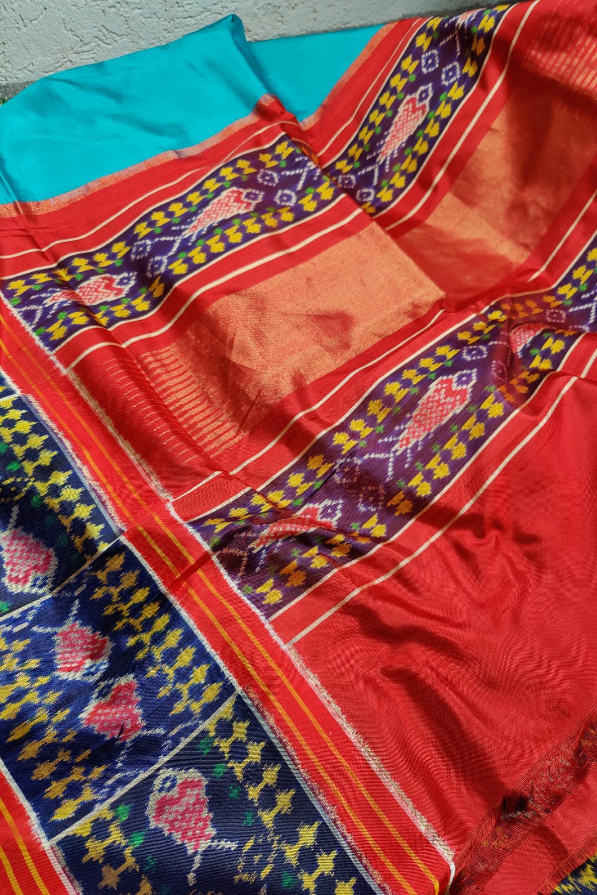 BLUE PURE TWILL SILK IKKAT SAREE