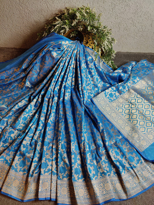 BLUE SILK PURE HANDLOOM BANARASI SAREE