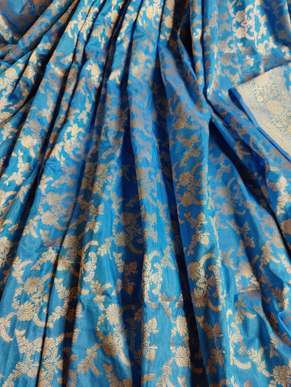 BLUE SILK PURE HANDLOOM BANARASI SAREE