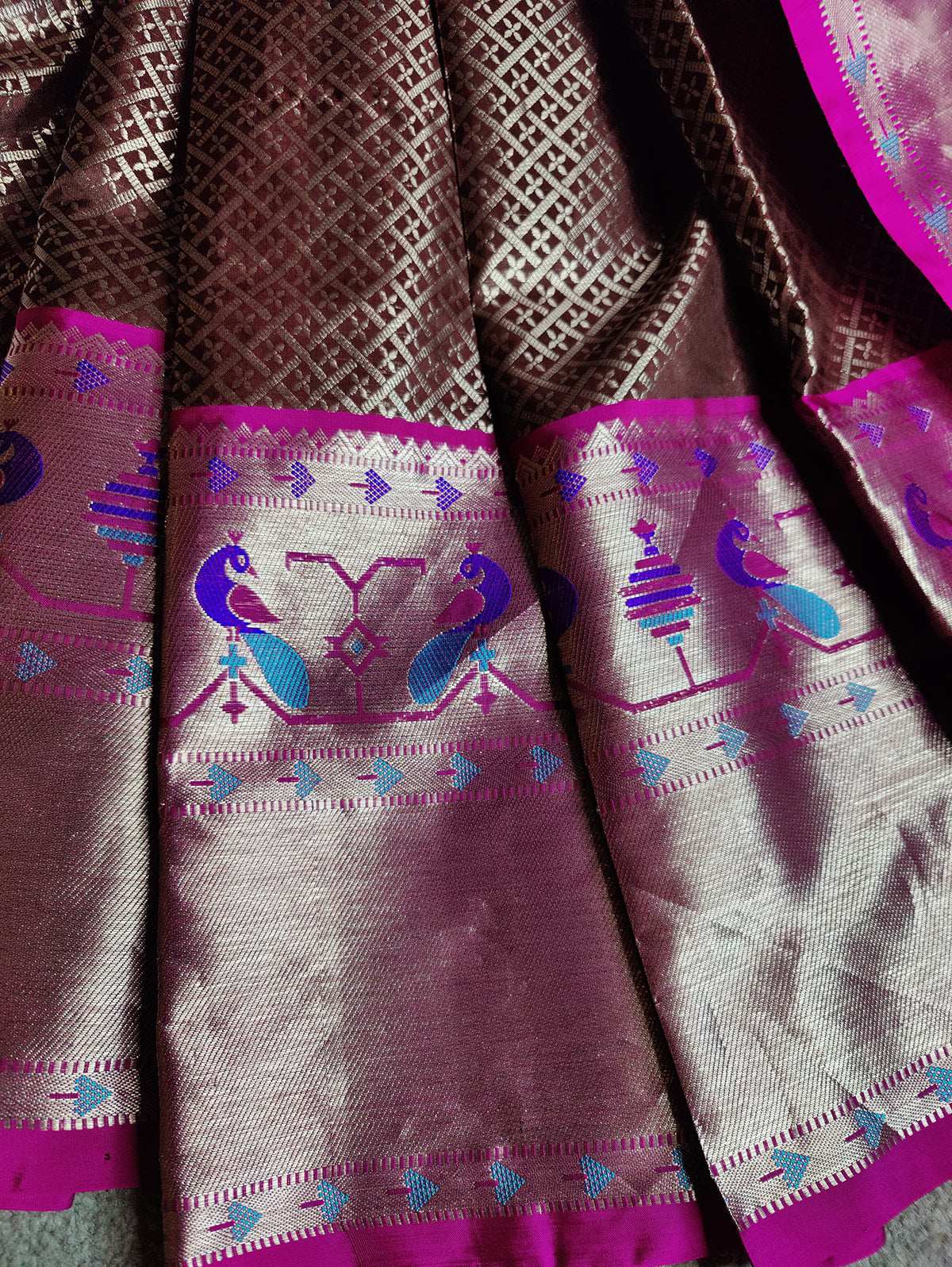 CHOCLATE BROWN SILK PURE HANDLOOM VENKATAGIRI SAREE