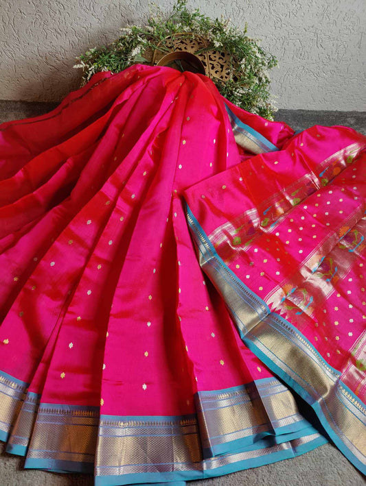 PINK SILK PURE HANDLOOM CHANDERI SAREE
