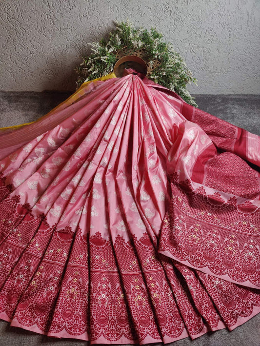 ICE PINK SILK PURE HANDLOOM BANARASI SAREE