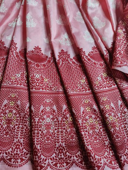 ICE PINK SILK PURE HANDLOOM BANARASI SAREE