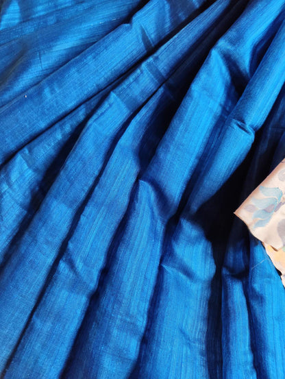 TEAL BLUE PURE HANDLOOM MATKA SILK SAREE