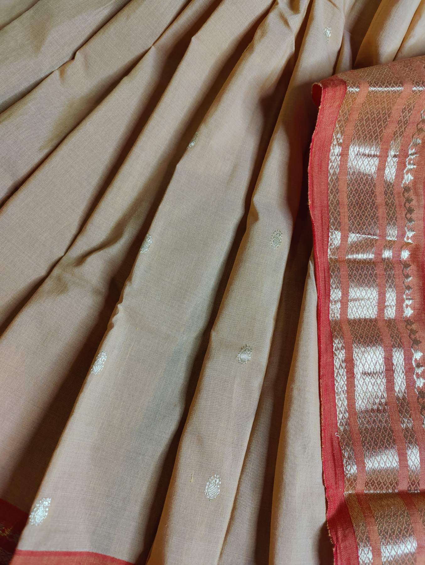 SANDALWOOD COTTON PURE HANDLOOM PAITHANI SAREE