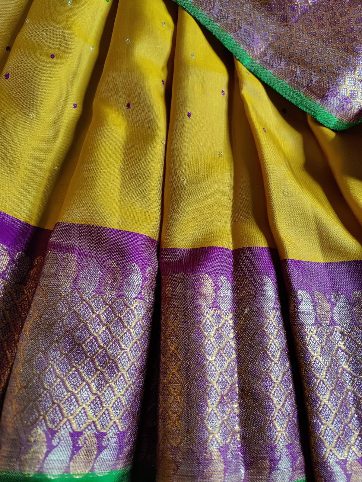 YELLOW TWILL SILK PURE HANDLOOM GADWAL SAREE