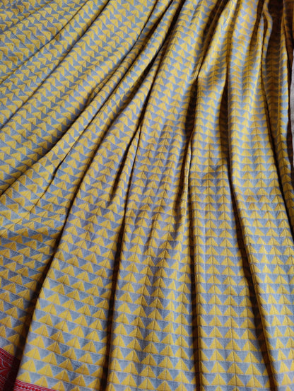 YELLOW SPUN SILK PURE HANDLOOM  BANARASI SAREE