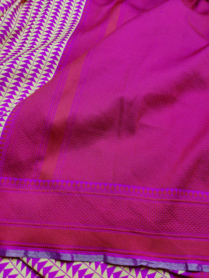 PINK SPUN SILK PURE HANDLOOM  BANARASI SAREE