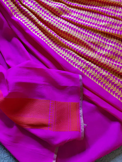 PINK SPUN SILK PURE HANDLOOM  BANARASI SAREE