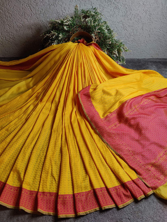 YELLOW SPUN SILK PURE HANDLOOM  BANARASI SAREE