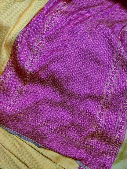 YELLOW SPUN SILK PURE HANDLOOM  BANARASI SAREE