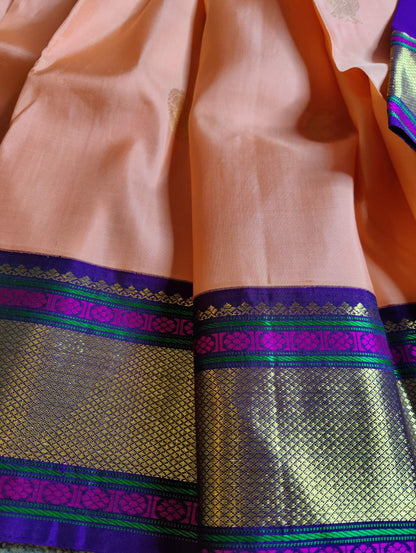 LIGHT CORAL SILK PURE HANDLOOM KANJIVARAM SAREE