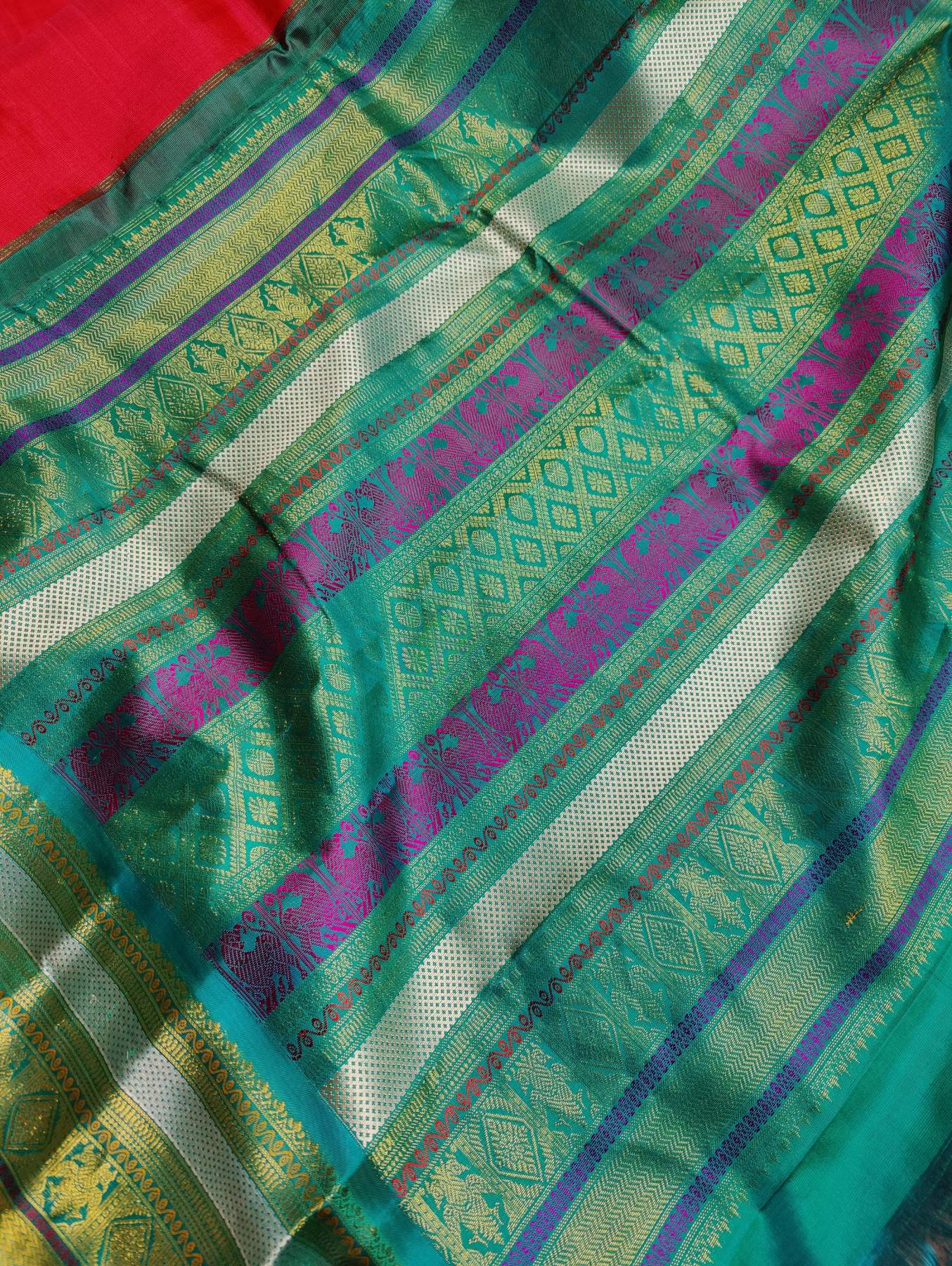 DARK CORAL PINK SILK PURE HANDLOOM KANJIVARAM SAREE