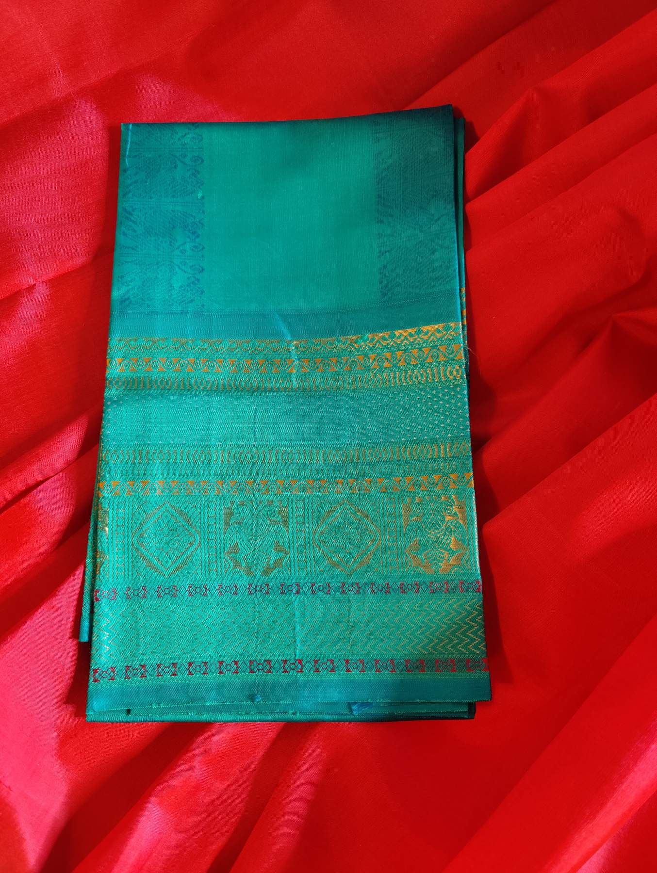 DARK CORAL PINK SILK PURE HANDLOOM KANJIVARAM SAREE