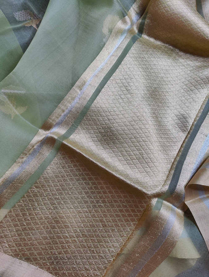 PASTLE GREEN KORA PURE HANDLOOM BANARASI SAREE