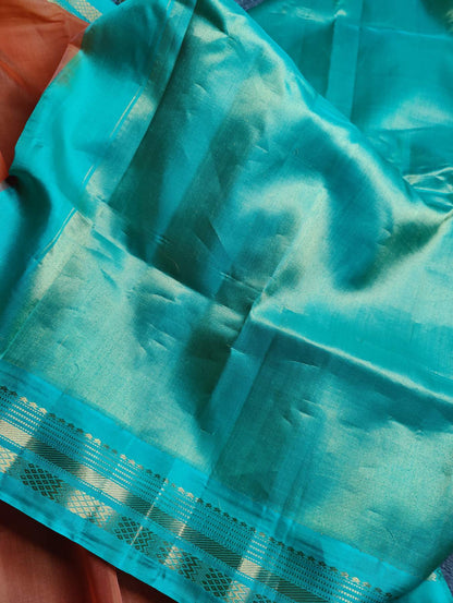 CORAL SICO PURE HANDLOOM GADWAL SAREE