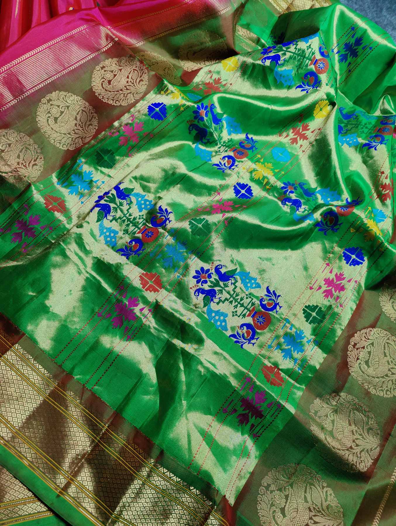 PINK  SILK PURE HANDLOOM PAITHANI SAREE