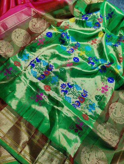 PINK  SILK PURE HANDLOOM PAITHANI SAREE