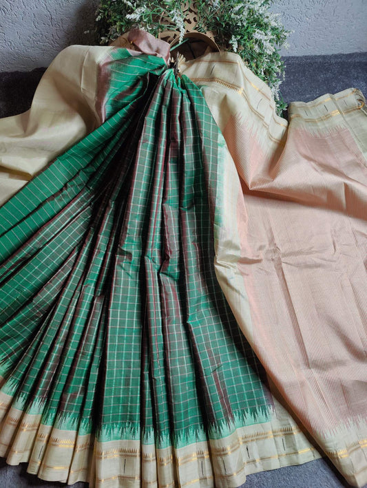 TWO TONE GREEN SICO GADWAL SAREE