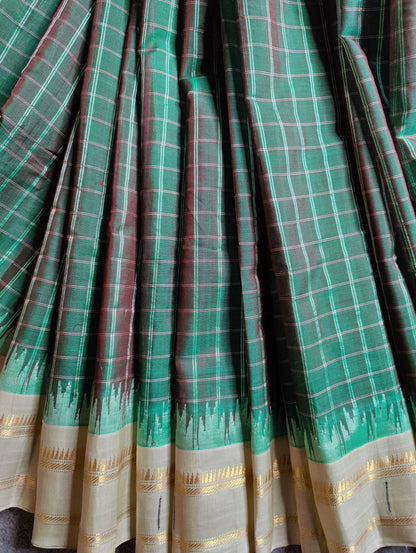 TWO TONE GREEN SICO GADWAL SAREE