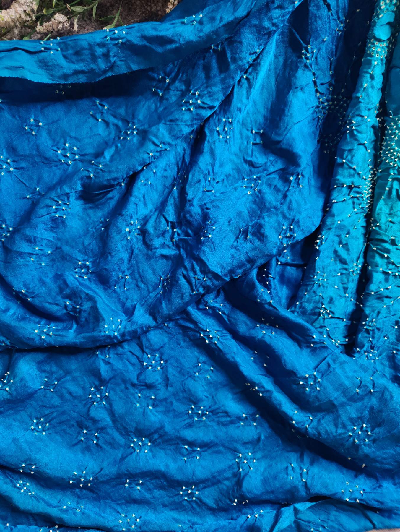 PEACOCK BLUE GAJJI SILK PURE HANDLOOM BANDHEJ SAREE