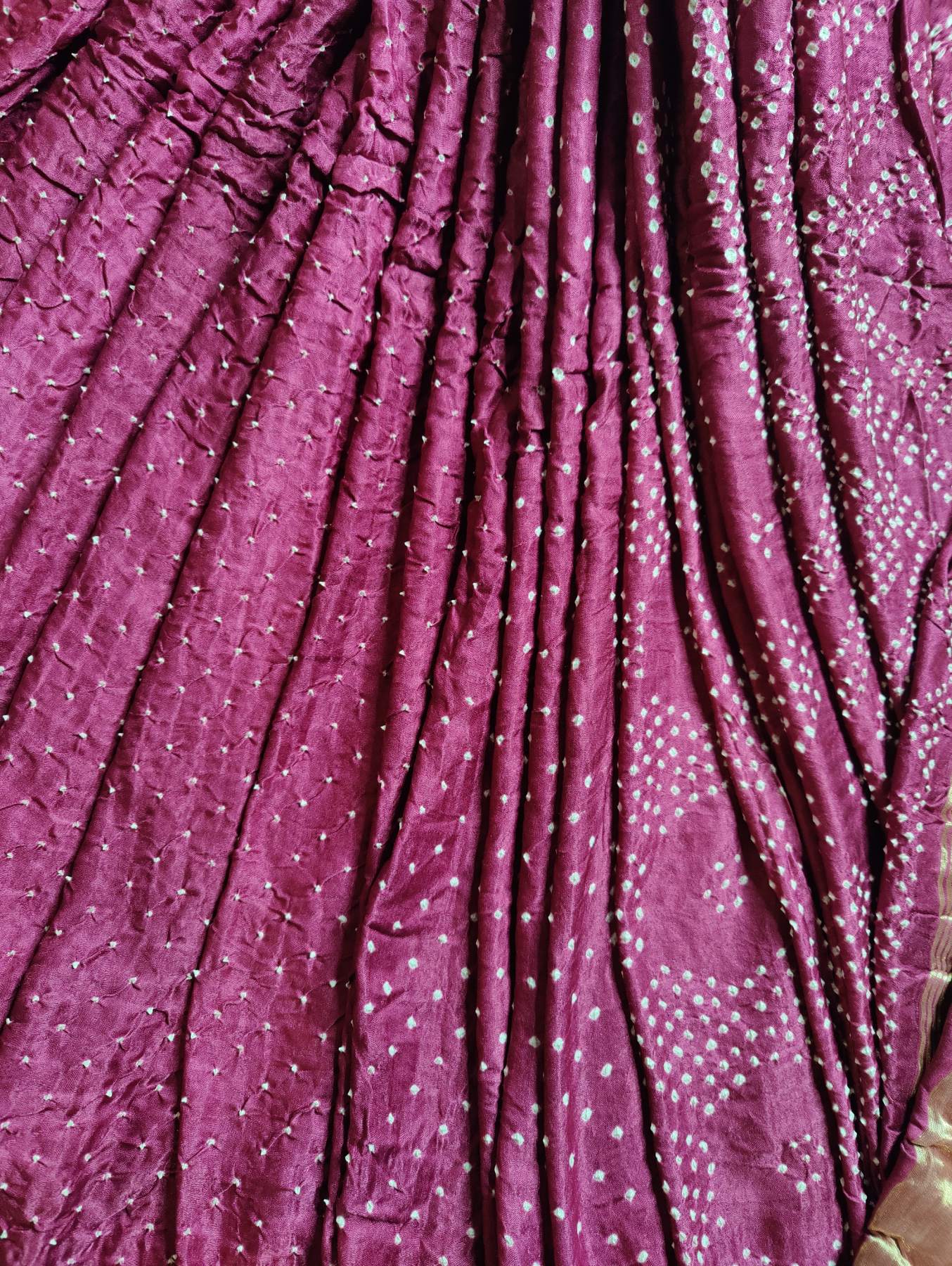 WINE GAJJI SILK PURE HANDLOOM BANDHEJ SAREE