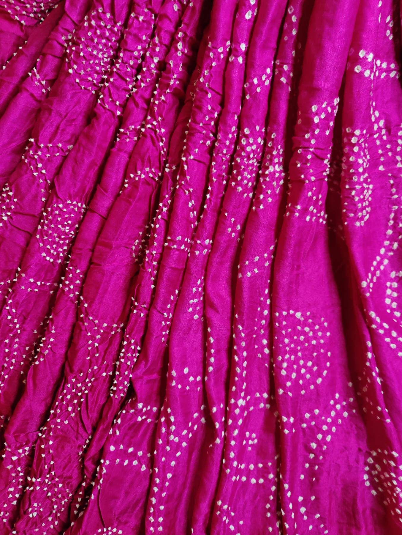 MAGENTA GAJJI SILK PURE HANDLOOM BANDHEJ SAREE