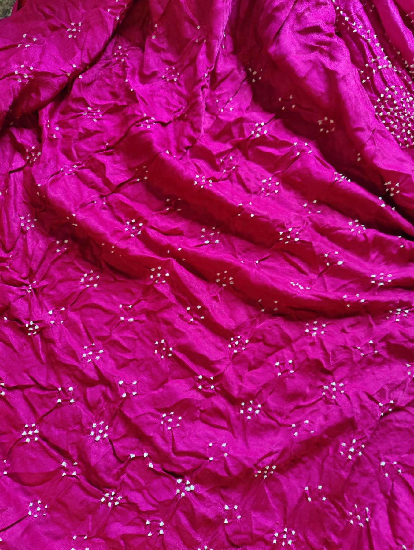 MAGENTA GAJJI SILK PURE HANDLOOM BANDHEJ SAREE