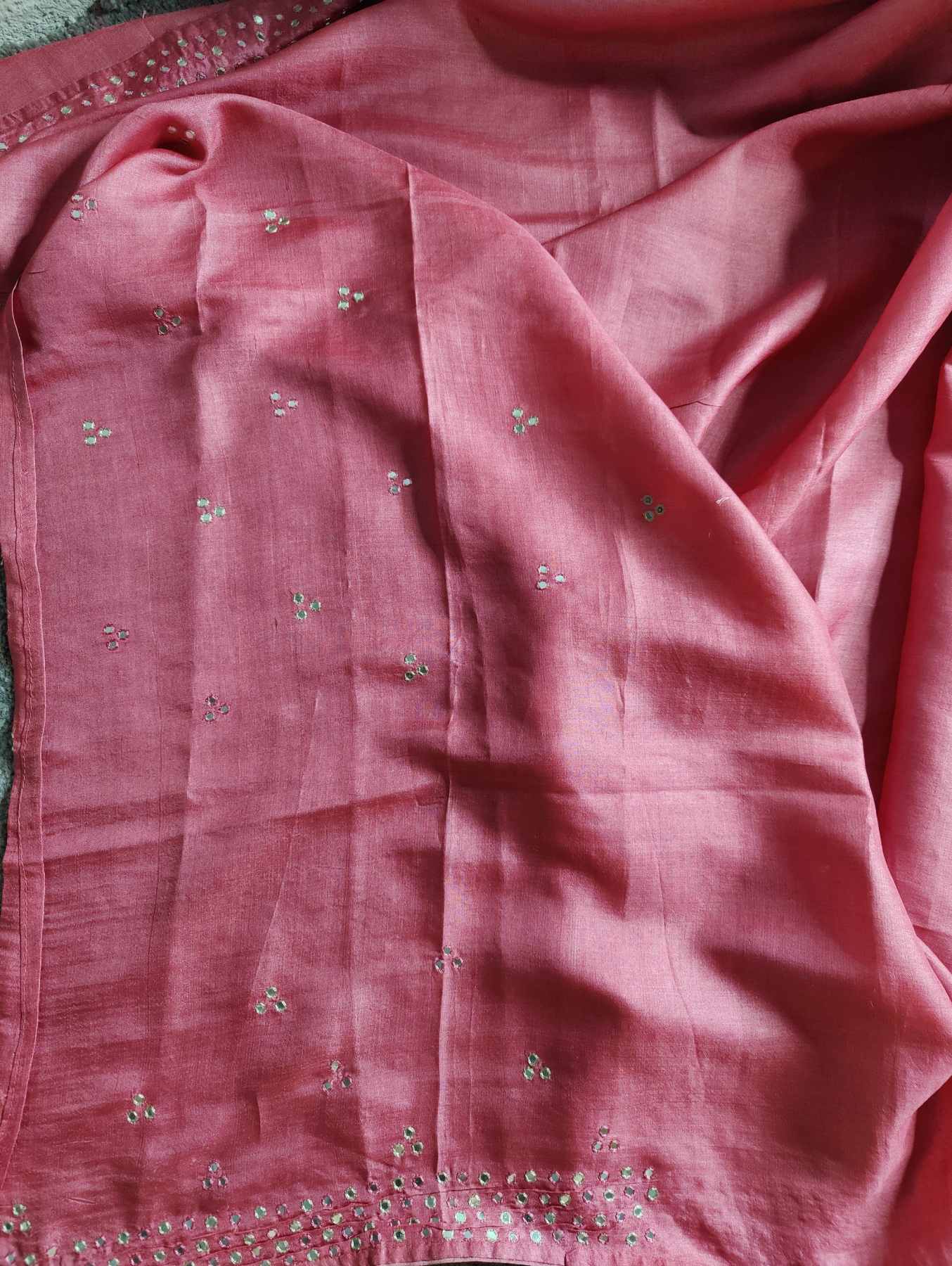 PINK TUSSAR SILK PURE HANDLOOM EMBROIDERY SAREE