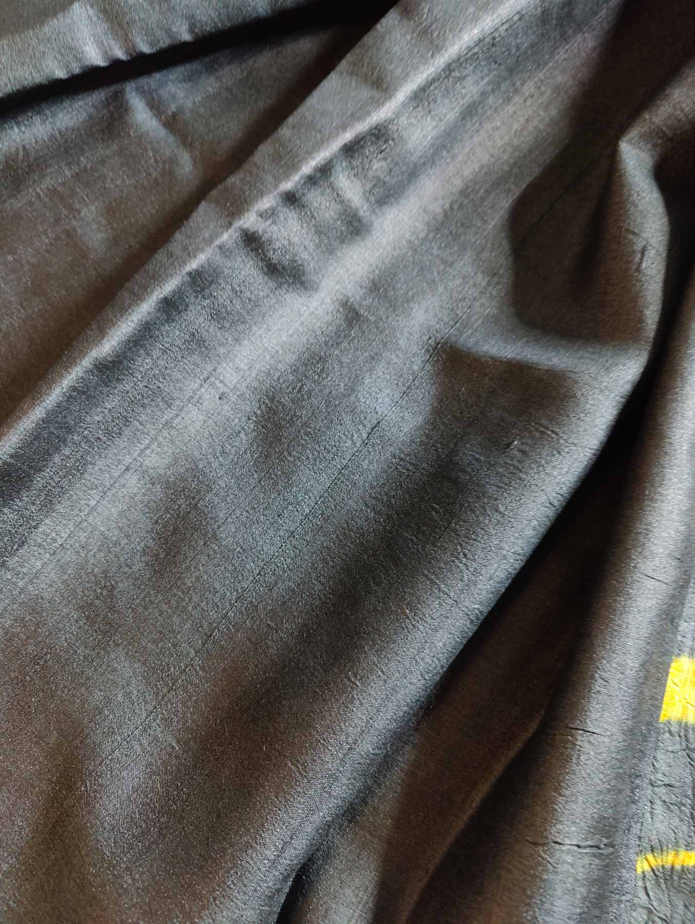 BLACK  TUSSAR SILK PURE HANDLOOM LEHERIYA SAREE