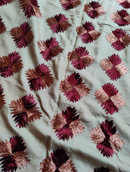 BEIGE SILK PURE HANDLOOM PHULKARI DUPATTA