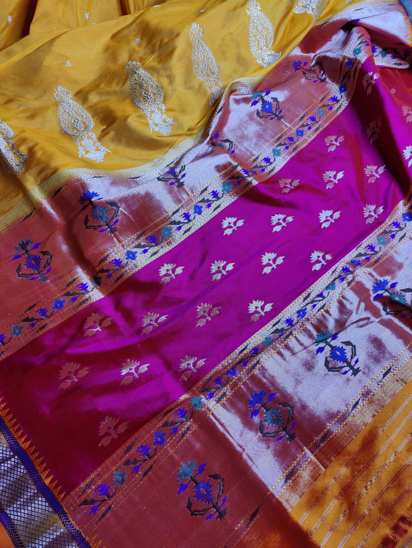 YELLOW SILK PURE HANDLOOM PAITHANI SAREE