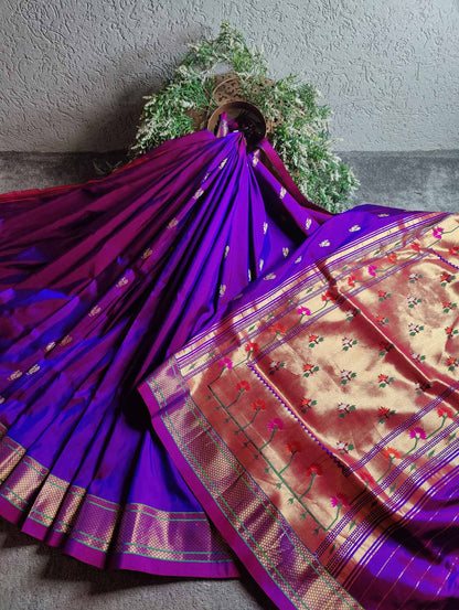 TWO TONE PURPLE SILK PURE HANDLOOM PAITHANI SAREE