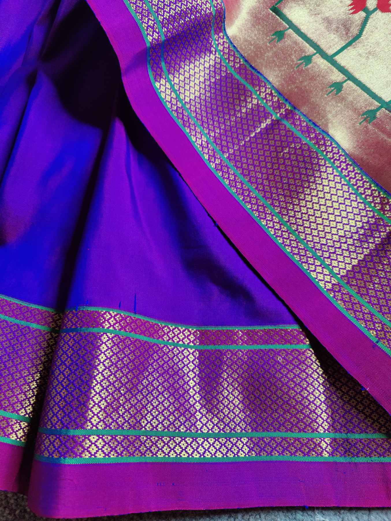 TWO TONE PURPLE SILK PURE HANDLOOM PAITHANI SAREE