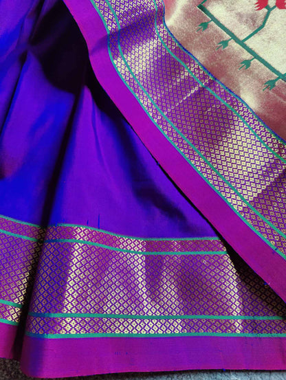 TWO TONE PURPLE SILK PURE HANDLOOM PAITHANI SAREE