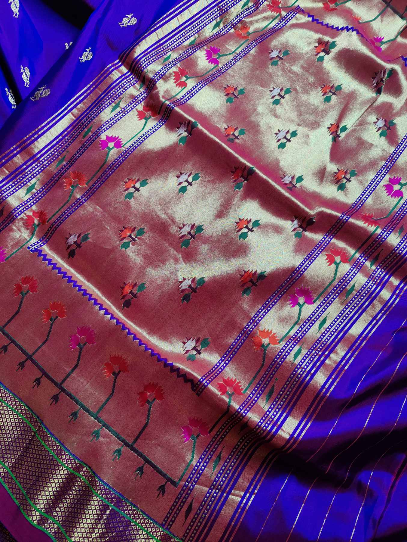 TWO TONE PURPLE SILK PURE HANDLOOM PAITHANI SAREE