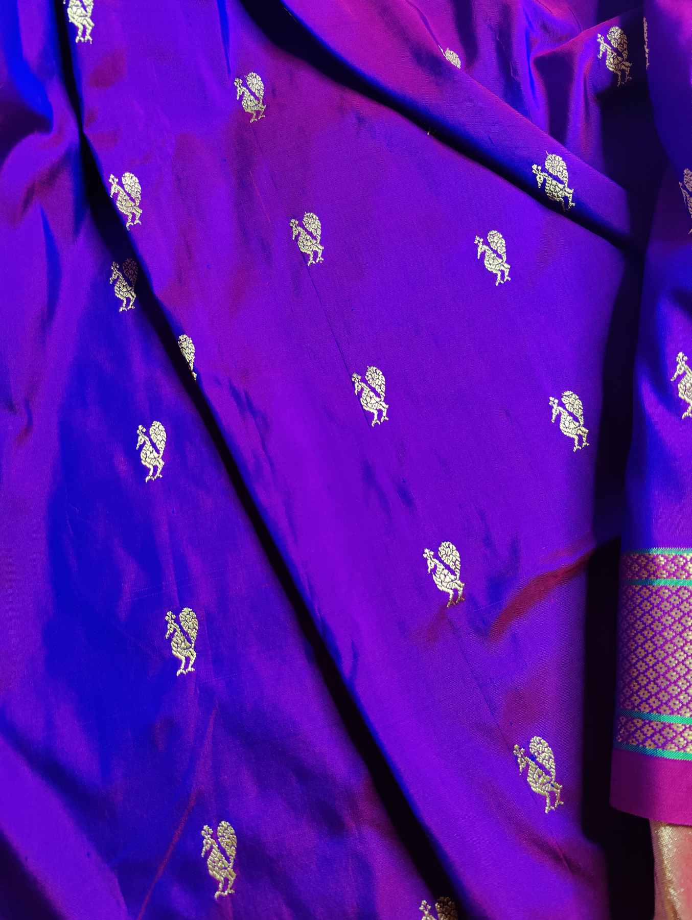 TWO TONE PURPLE SILK PURE HANDLOOM PAITHANI SAREE