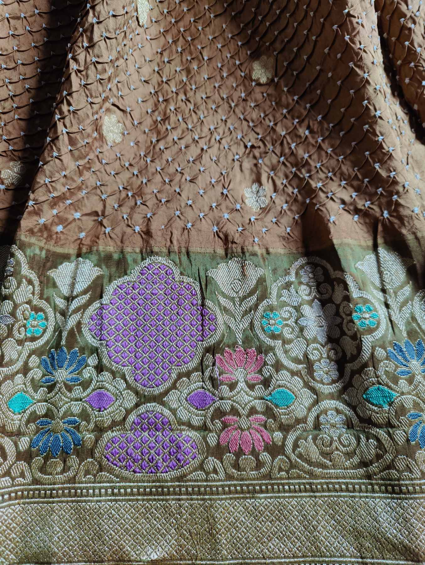 SANDALWOOD SILK PURE HANDLOOM BANDHEJ SAREE