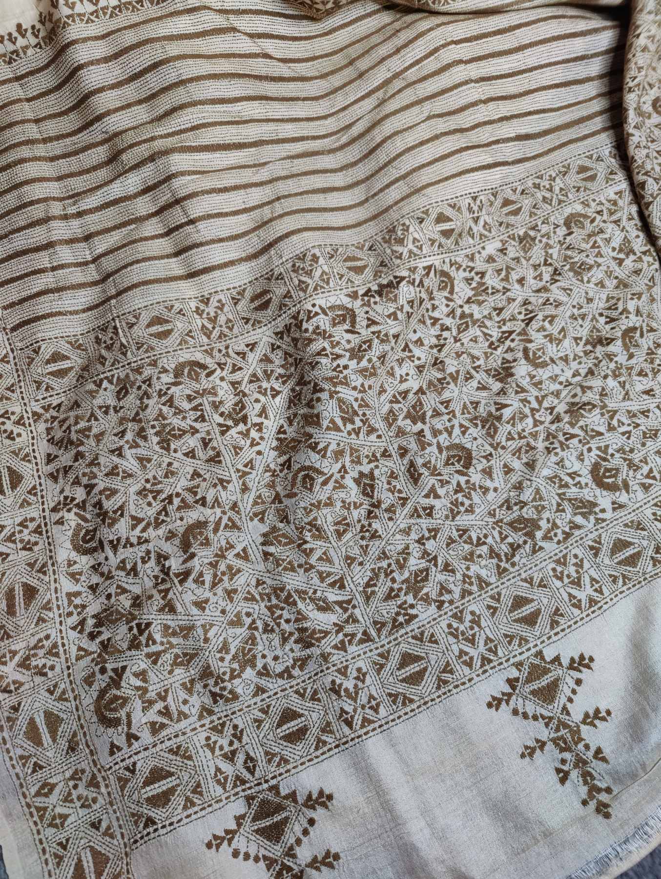 TUSSAR COLOUR TUSSAR SILK PURE HANDLOOM KANTHA SAREE