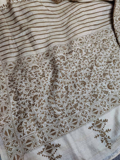 TUSSAR COLOUR TUSSAR SILK PURE HANDLOOM KANTHA SAREE