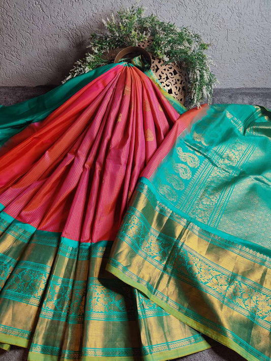 PINK SILK PURE HANDLOOM GADWAL SAREE