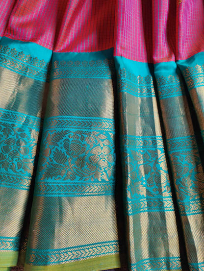 PINK SILK PURE HANDLOOM GADWAL SAREE