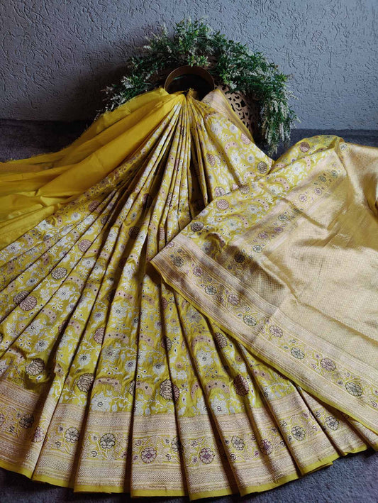 YELLOW  SILK  PURE HANDLOOM BANARASI SAREE
