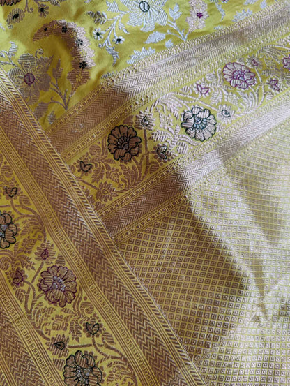 YELLOW  SILK  PURE HANDLOOM BANARASI SAREE