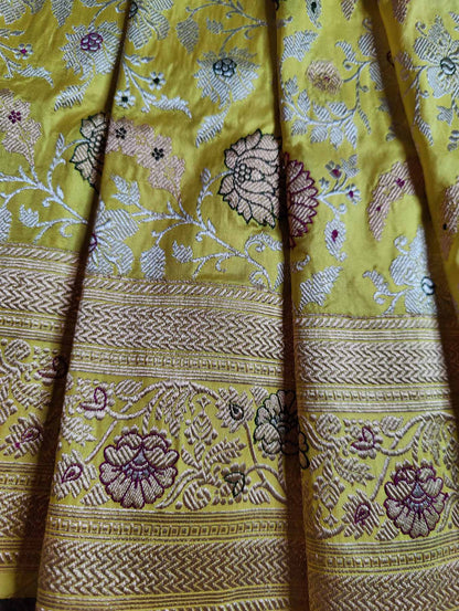YELLOW  SILK  PURE HANDLOOM BANARASI SAREE