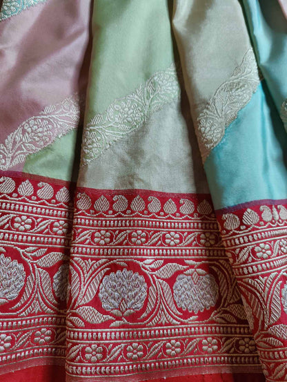 PASTEL RANGCART SILK  PURE HANDLOOM BANARASI SAREE