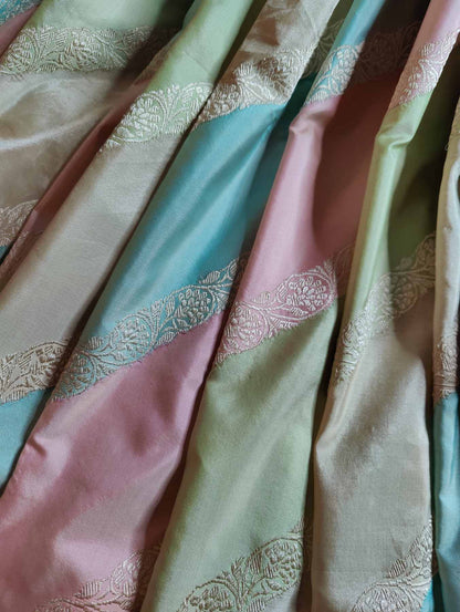 PASTEL RANGCART SILK  PURE HANDLOOM BANARASI SAREE